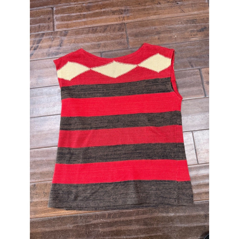 Ralph Lauren Southwestern Top Sweater Sleeveless | Brown Red Tan | Size XL - Picture 3 of 9